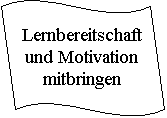 Welle: Lernbereitschaft und Motivation
mitbringen
